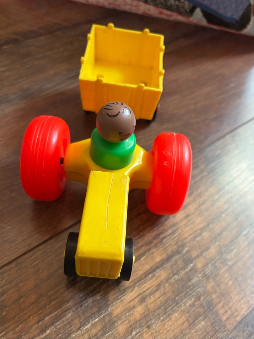 Vintage fisher price tractor, cart & person